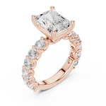Gold Ring DDLR-087, Radiant center stone, Rose Gold, view 2