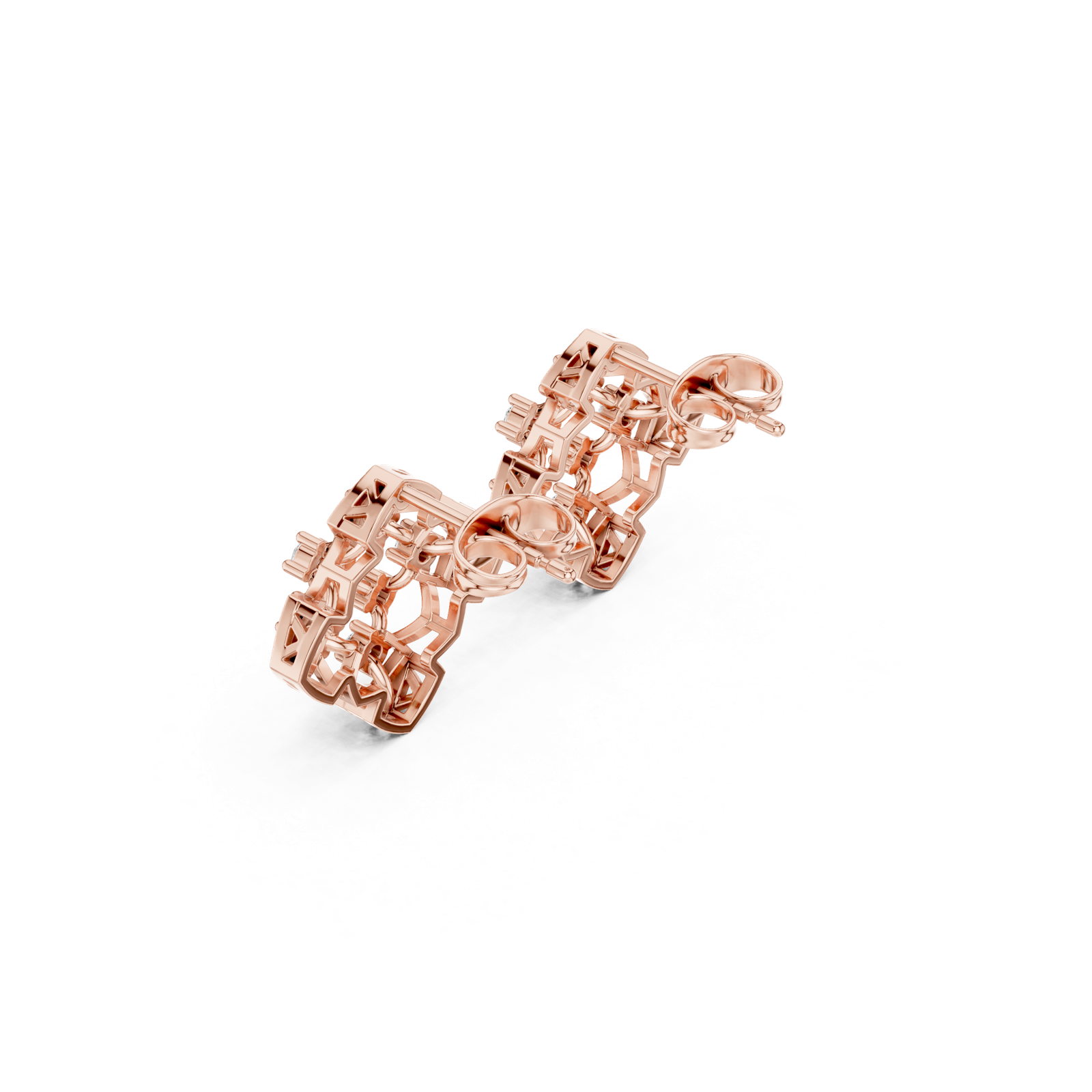 Gold Earrings 9-10004PE, Rose Gold, view 2
