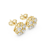14K Solid Gold Lab Diamond Clover Cluster Earrings, Yellow Gold, view 2