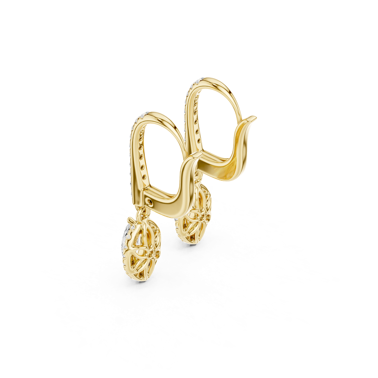 Gold Jewelry DDER-034, Marquise center stone, Yellow Gold, view 2