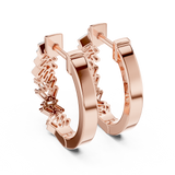 14K Solid Gold Lab Diamond Huggie Earrings, Rose Gold, view 3