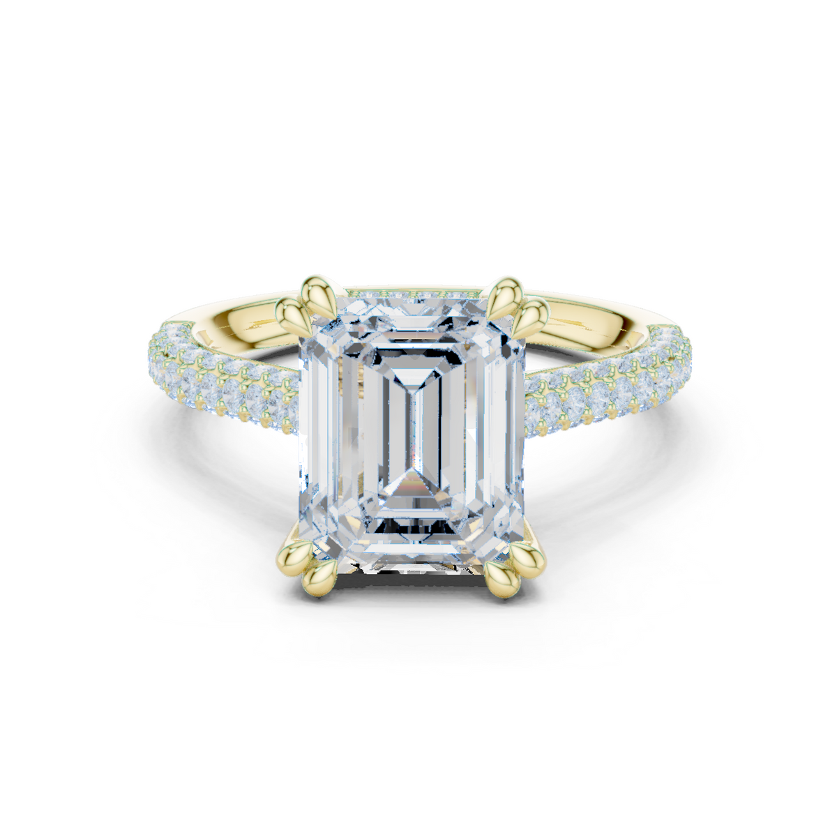 14K Solid Gold Lab Diamond Halo Ring, Yellow Gold