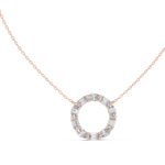 14K Solid Gold Lab Diamond Pendant Necklace, Rose Gold, view 1