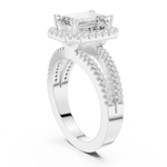 Gold Ring DDLR-350, Emerald center stone, White Gold, view 1