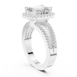 Gold Ring DDLR-350, Emerald center stone, White Gold, view 1