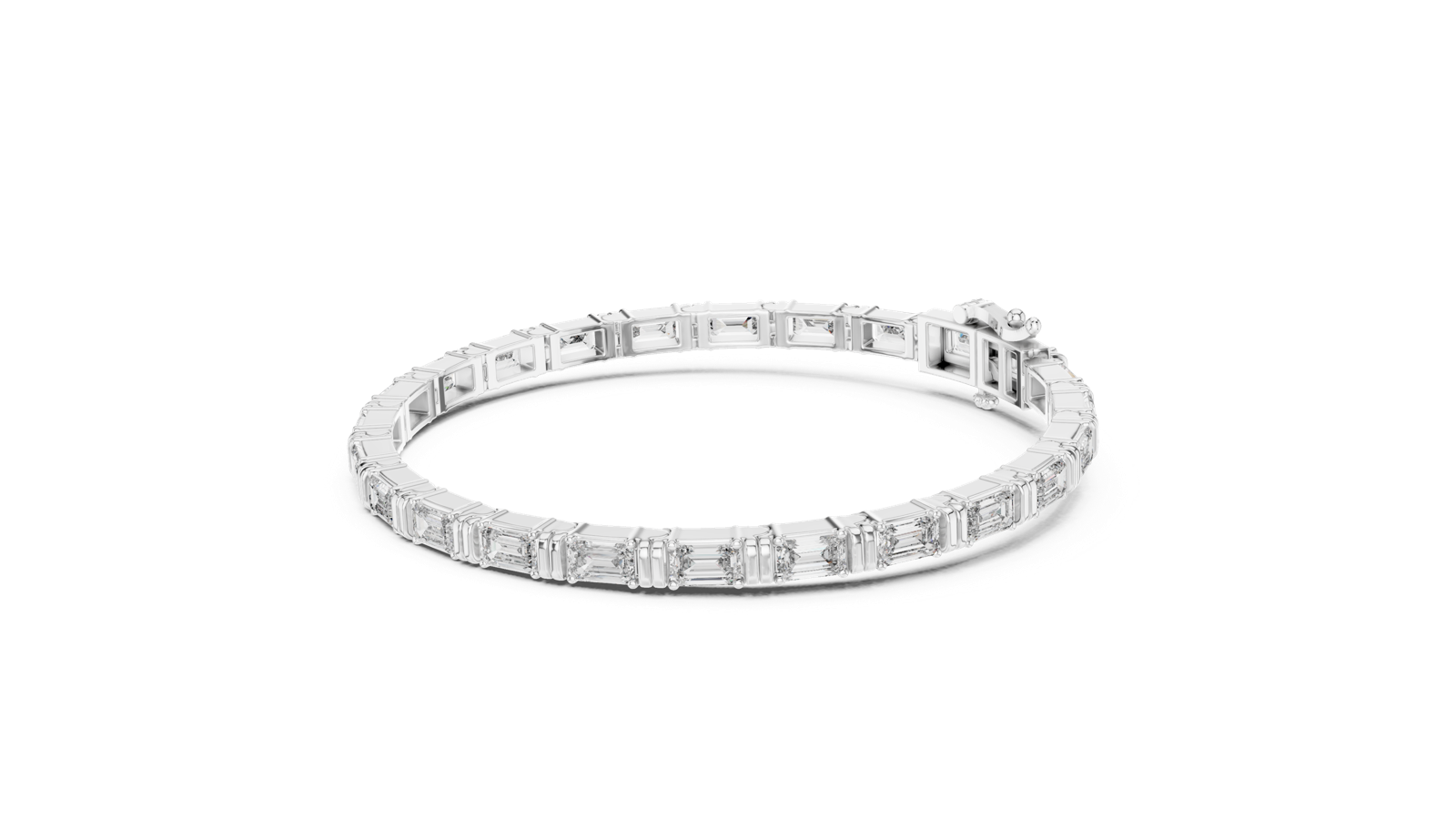 14K Solid Gold Lab Diamond Bracelet, White Gold, view 1