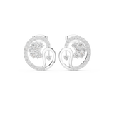 14K Solid Gold Lab Diamond Cluster Earrings, White Gold