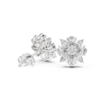 14K Solid Gold Lab Diamond Flower Cluster Earrings, White Gold, view 1