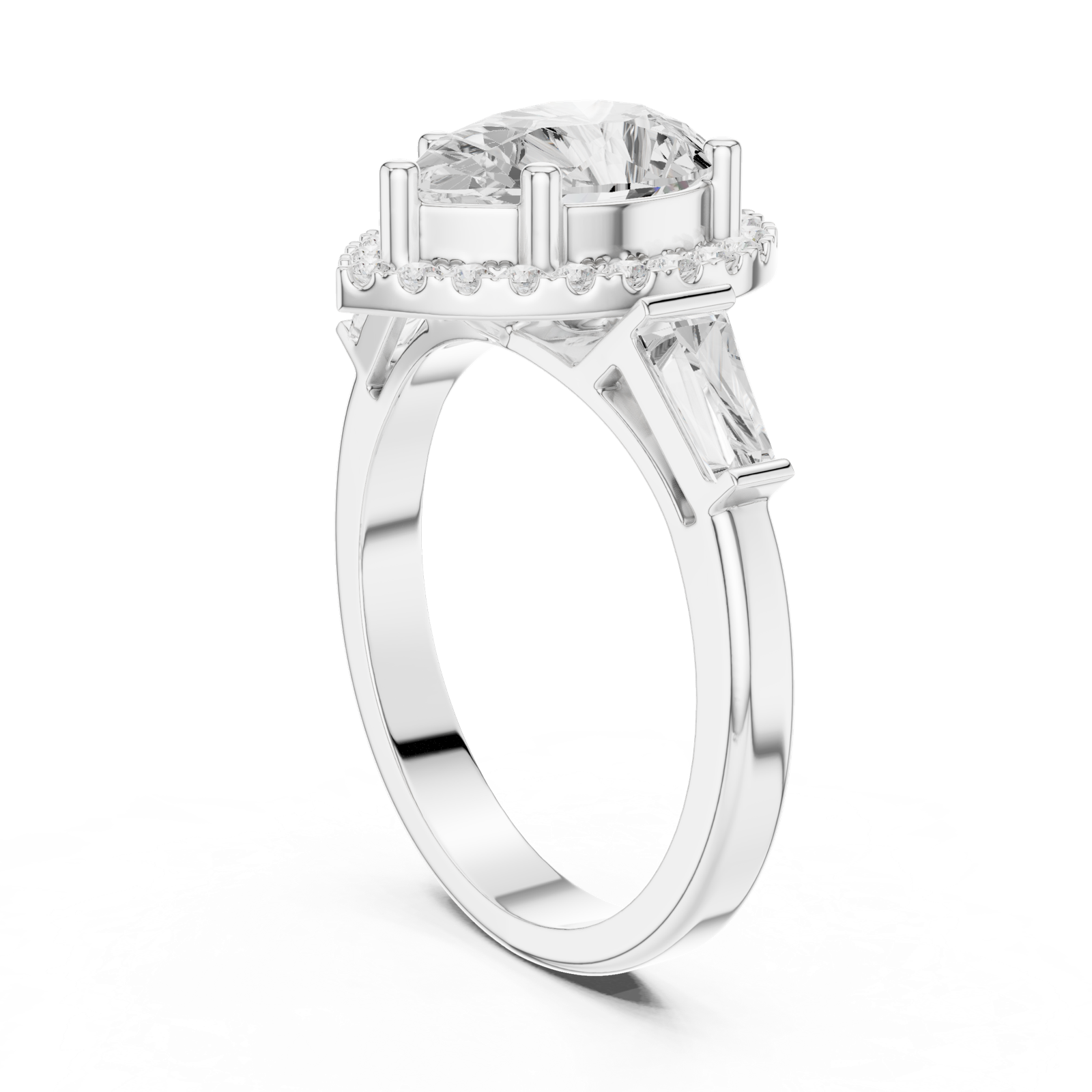 Gold Ring DDLR-342, Pear center stone, White Gold, view 1