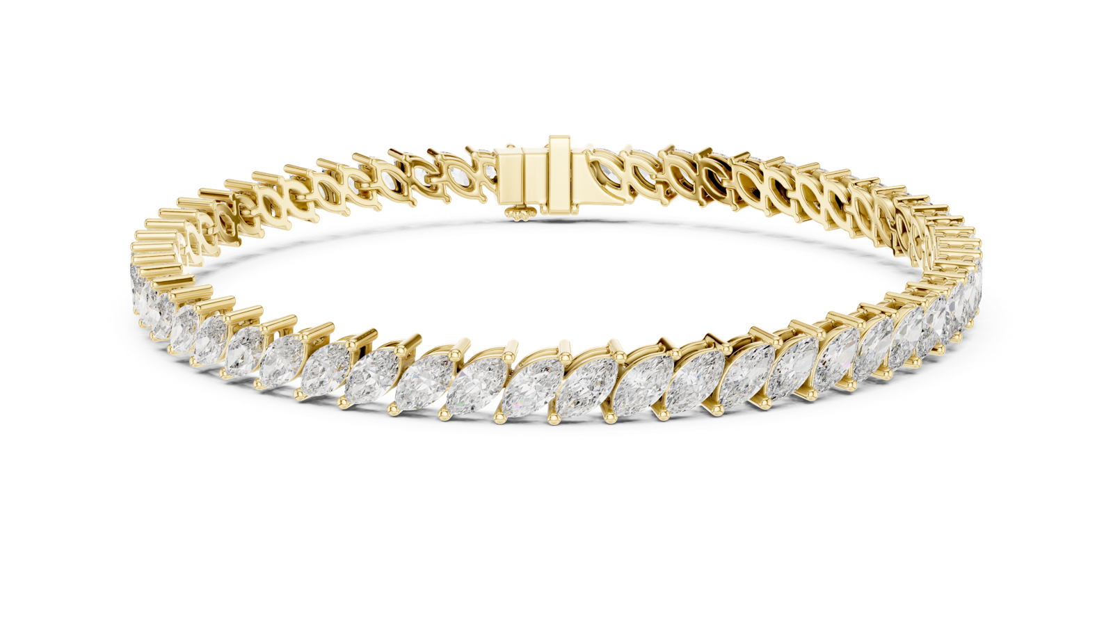 14K Solid Gold Lab Diamond Bracelet, Yellow Gold, view 4