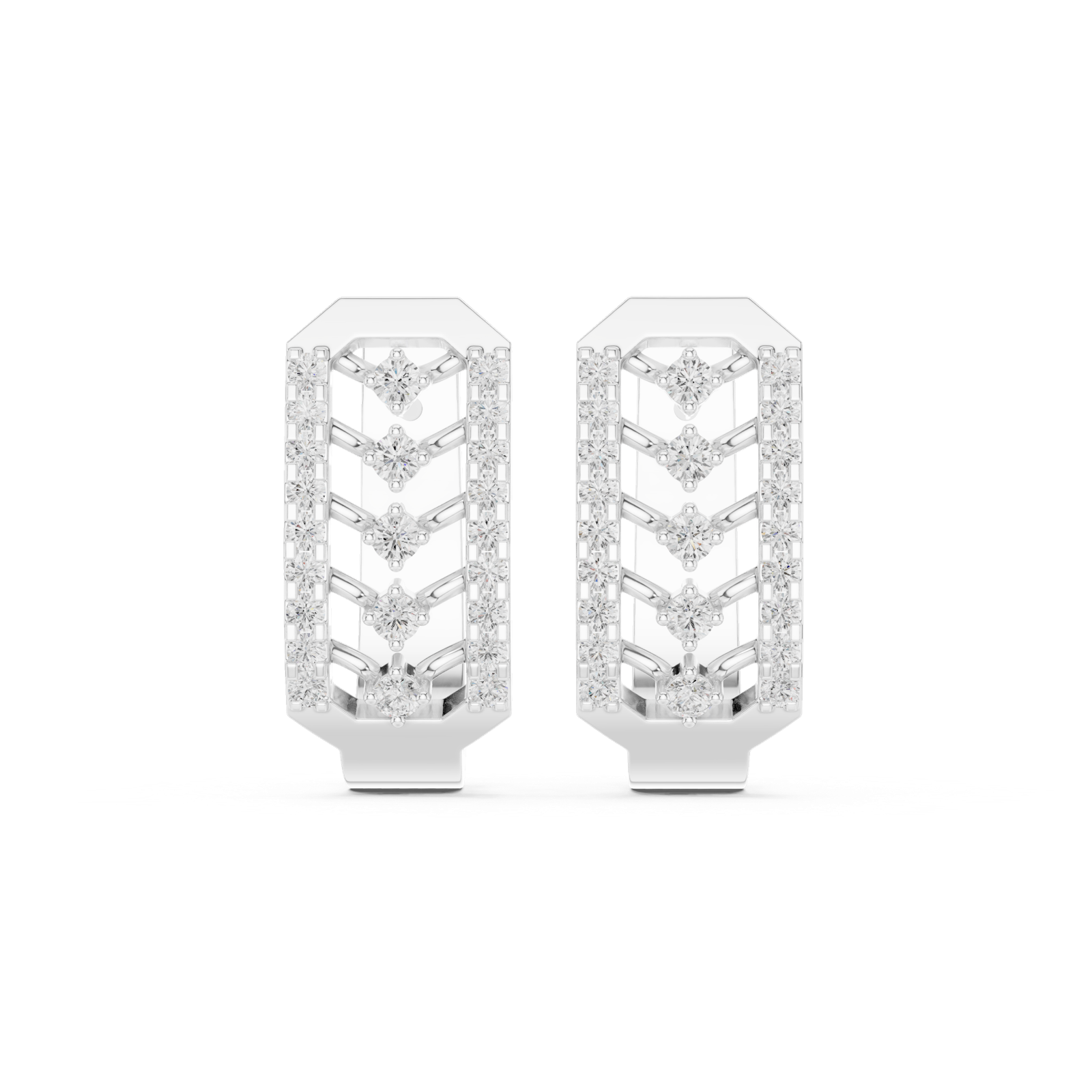 14K Solid Gold Lab Diamond Cluster Earrings, White Gold