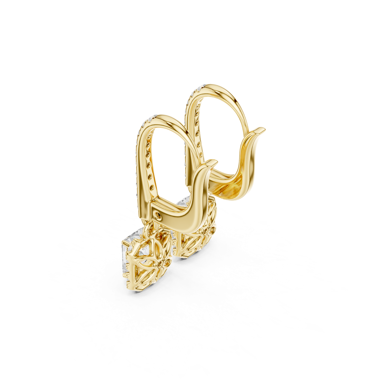 Gold Jewelry DDER-034, Radiant center stone, Yellow Gold, view 2