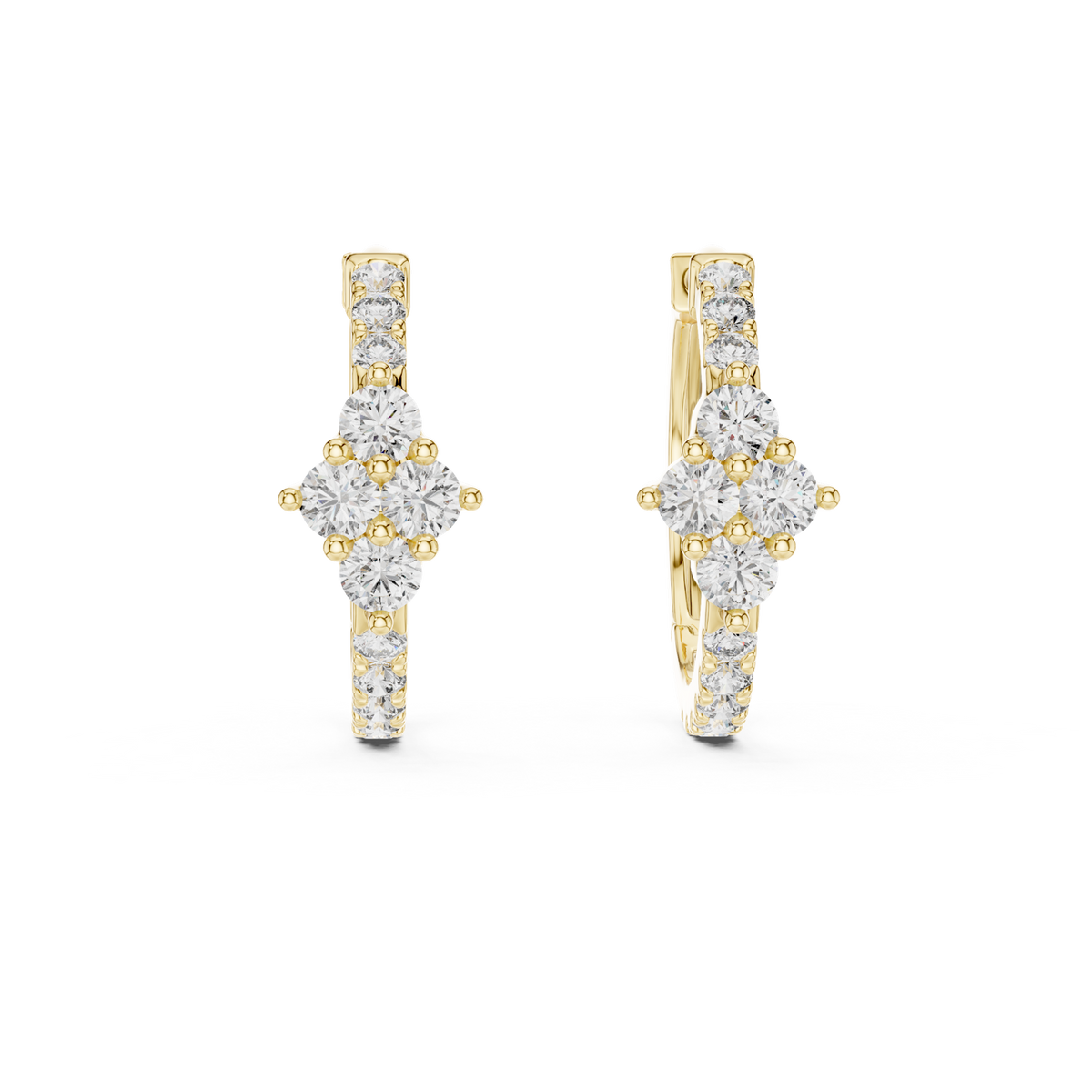 14K Solid Gold Lab Diamond Drop Earrings, Yellow Gold