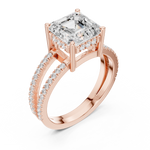 Gold Jewelry, Asscher center stone, Rose Gold, view 2