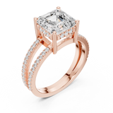 Gold Jewelry, Asscher center stone, Rose Gold, view 2