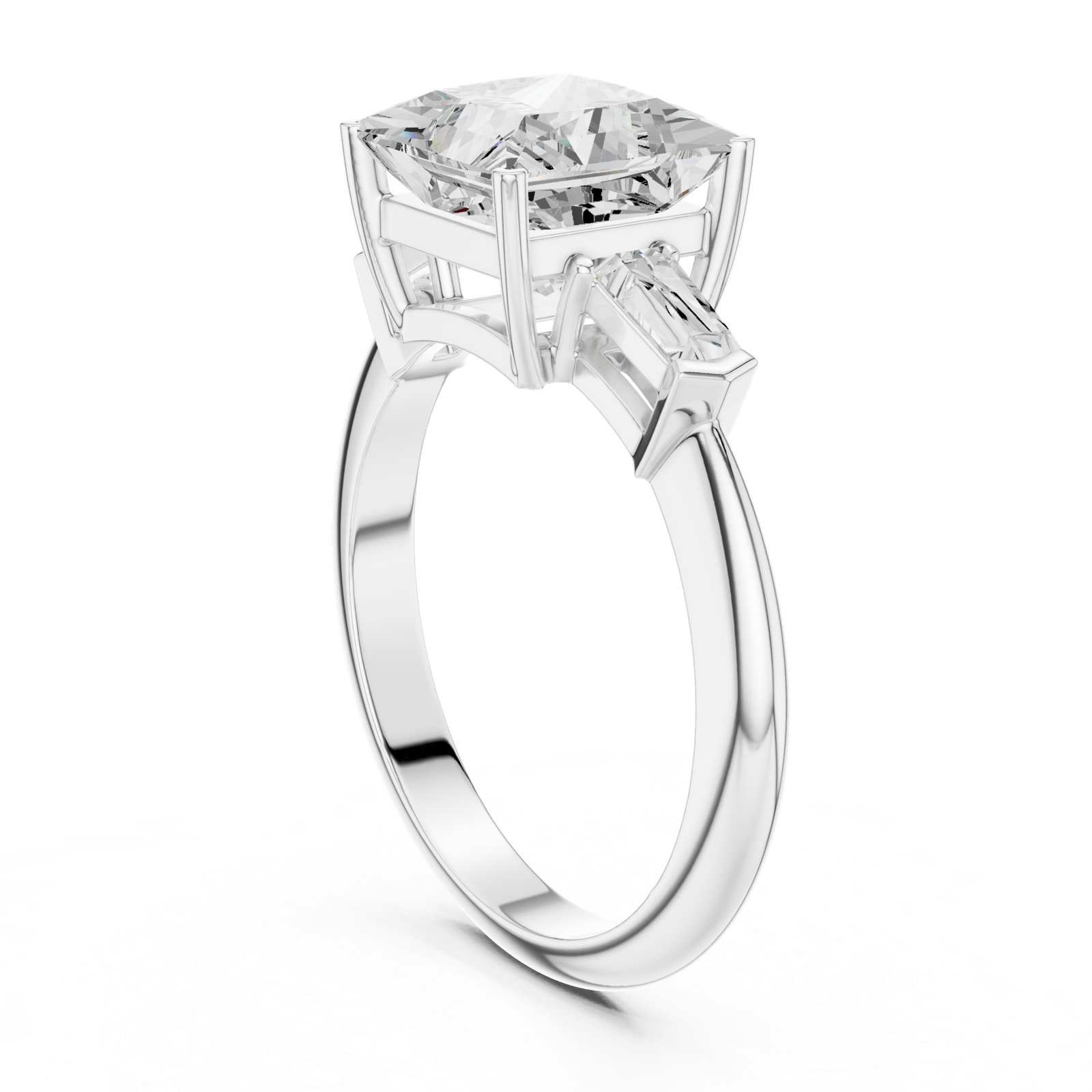 Gold Jewelry L35-67, Princess center stone, White Gold, view 1