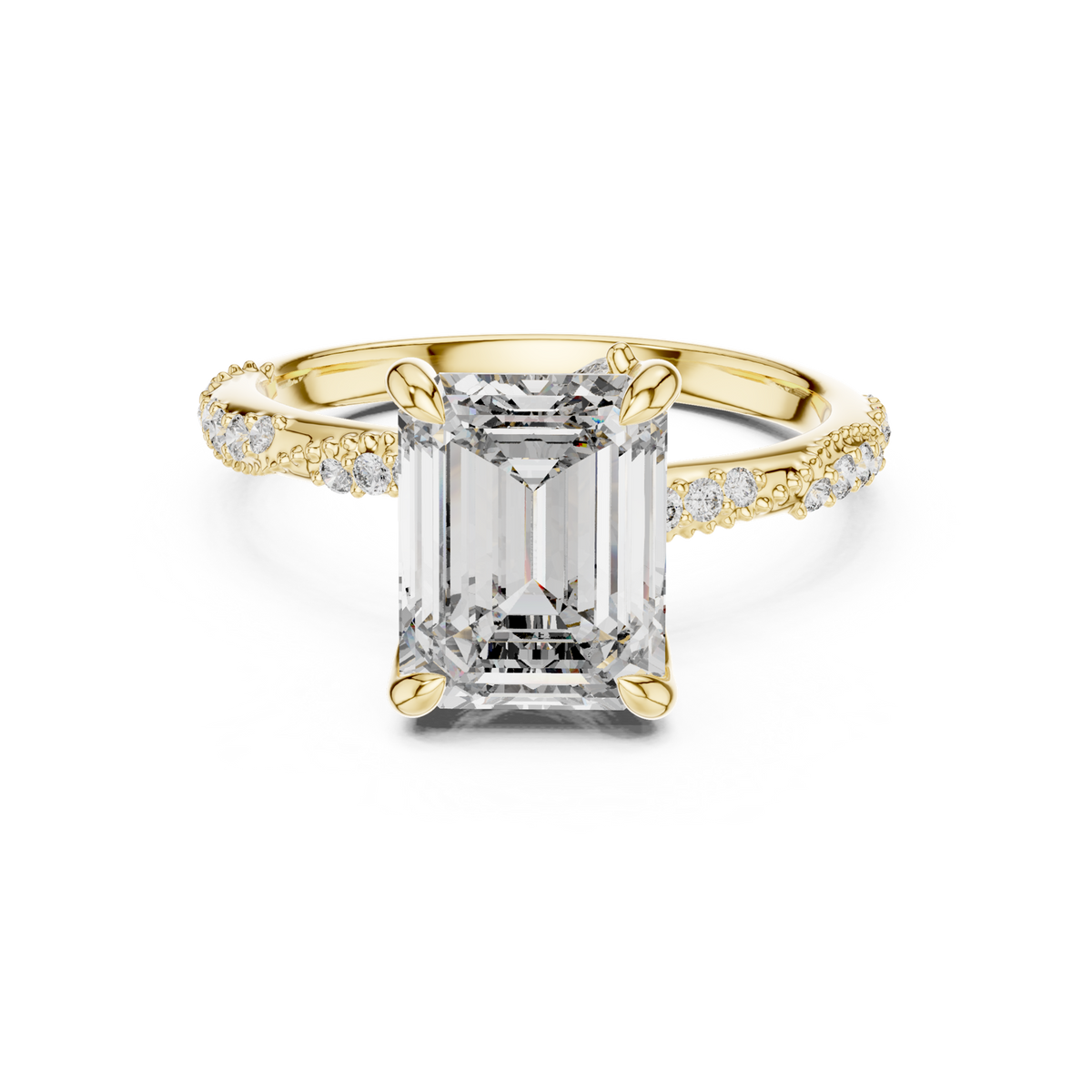 14K Solid Gold Lab Diamond Solitaire Ring, Yellow Gold