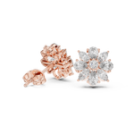 14K Solid Gold Lab Diamond Flower Cluster Earrings, Rose Gold, view 1