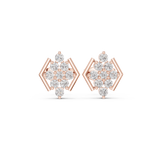 14K Solid Gold Lab Diamond Cluster Earrings, Rose Gold