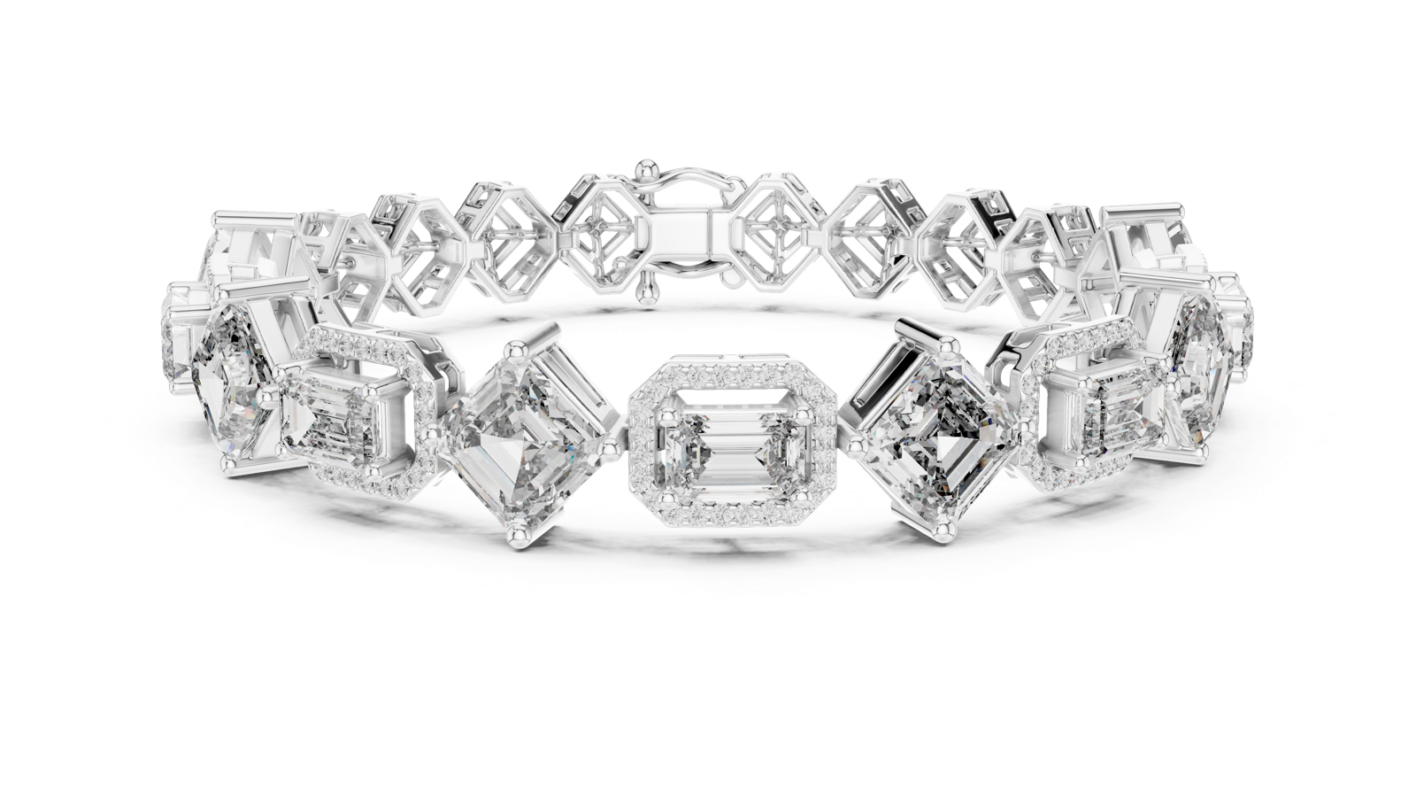 14K Solid Gold Lab Diamond Bracelet, White Gold