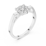 14K Solid Gold Lab Diamond Halo Ring, White Gold, view 2