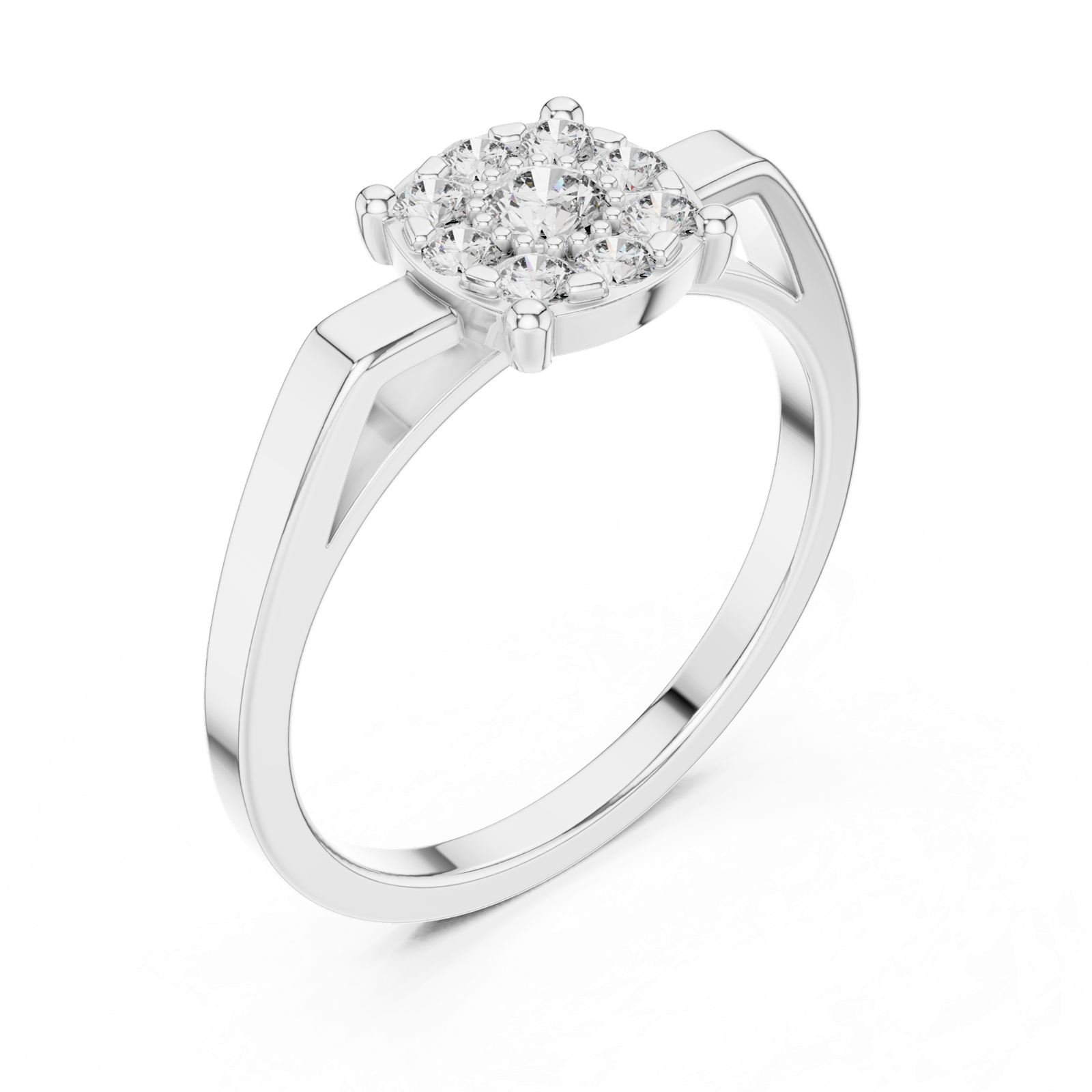 14K Solid Gold Lab Diamond Halo Ring, White Gold, view 2