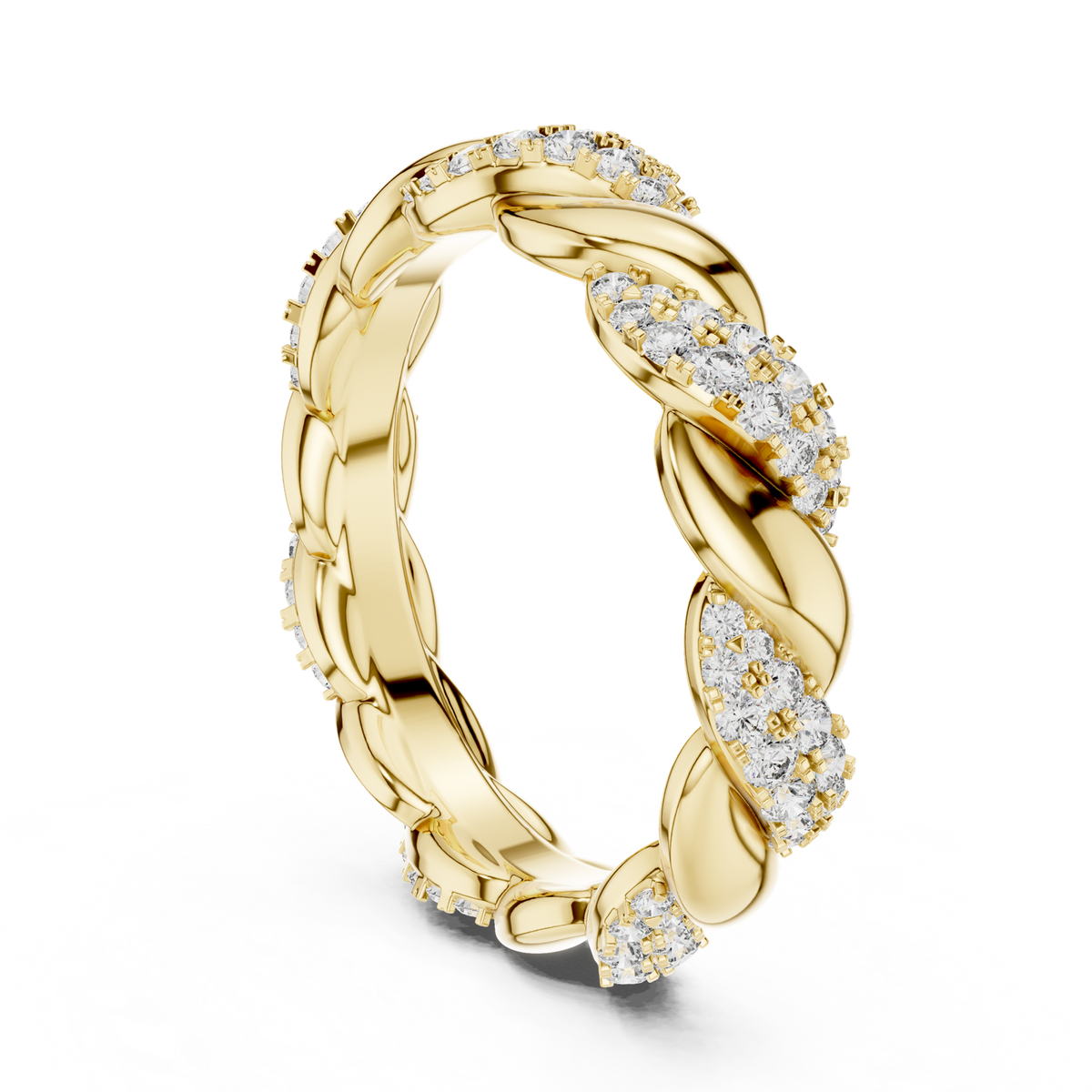 14K Solid Gold Lab Diamond Twist Ring, Yellow Gold, view 1