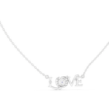14K Solid Gold Lab Diamond Pendant Necklace, White Gold, view 1