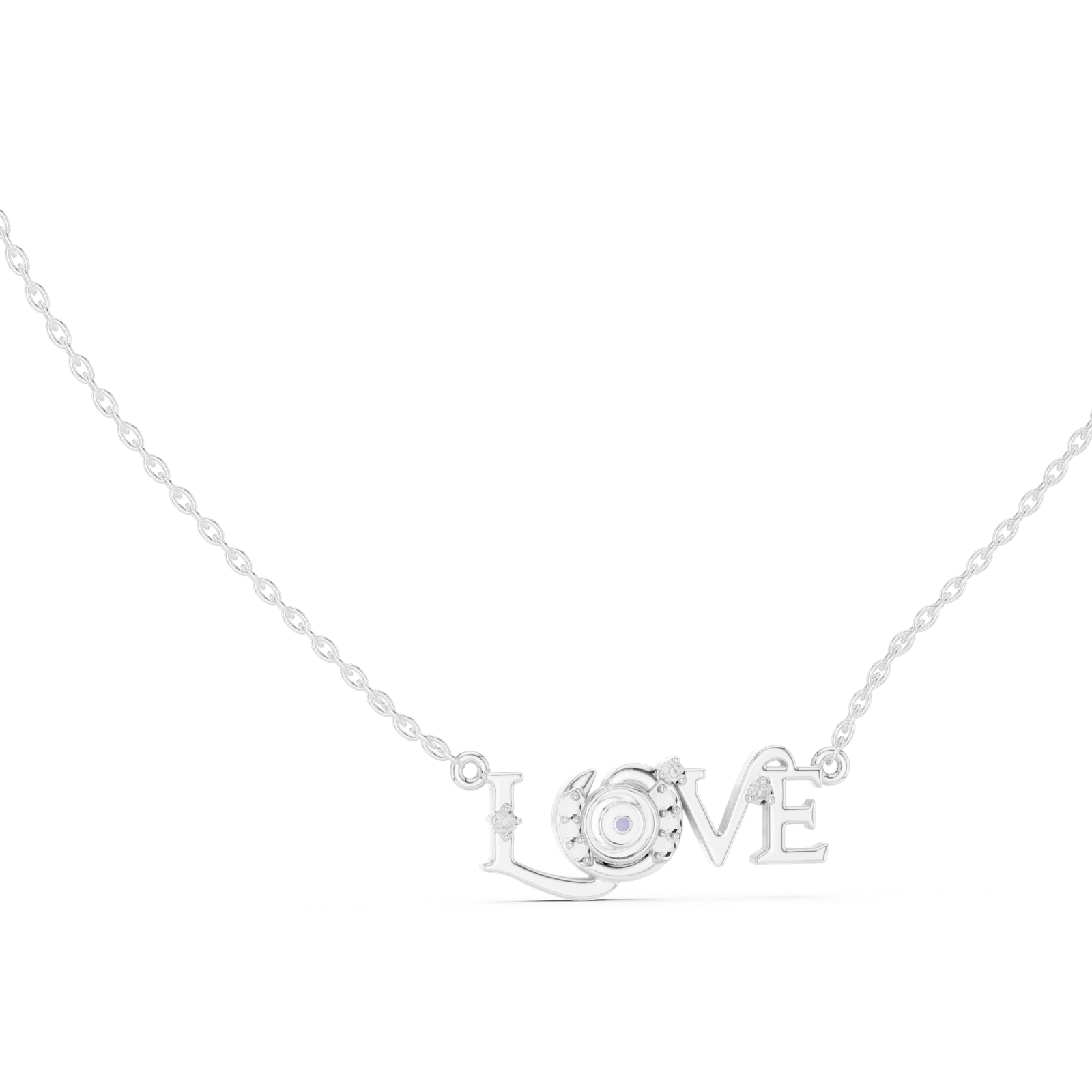 14K Solid Gold Lab Diamond Pendant Necklace, White Gold, view 1
