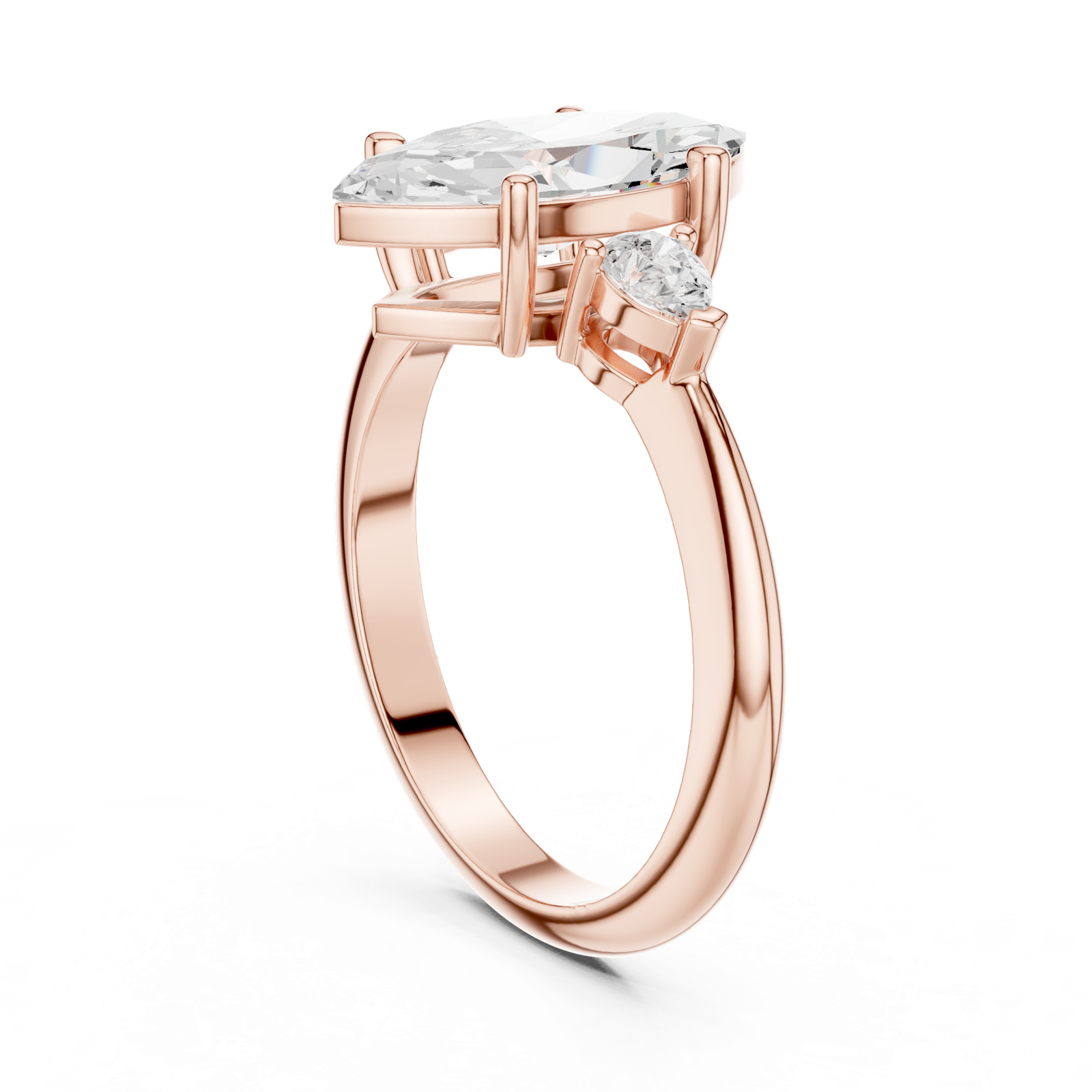 Gold Jewelry L35-66, Marquise center stone, Rose Gold, view 1