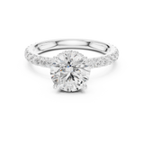 Gold Ring DDLR-165, Round center stone, White Gold, view 4