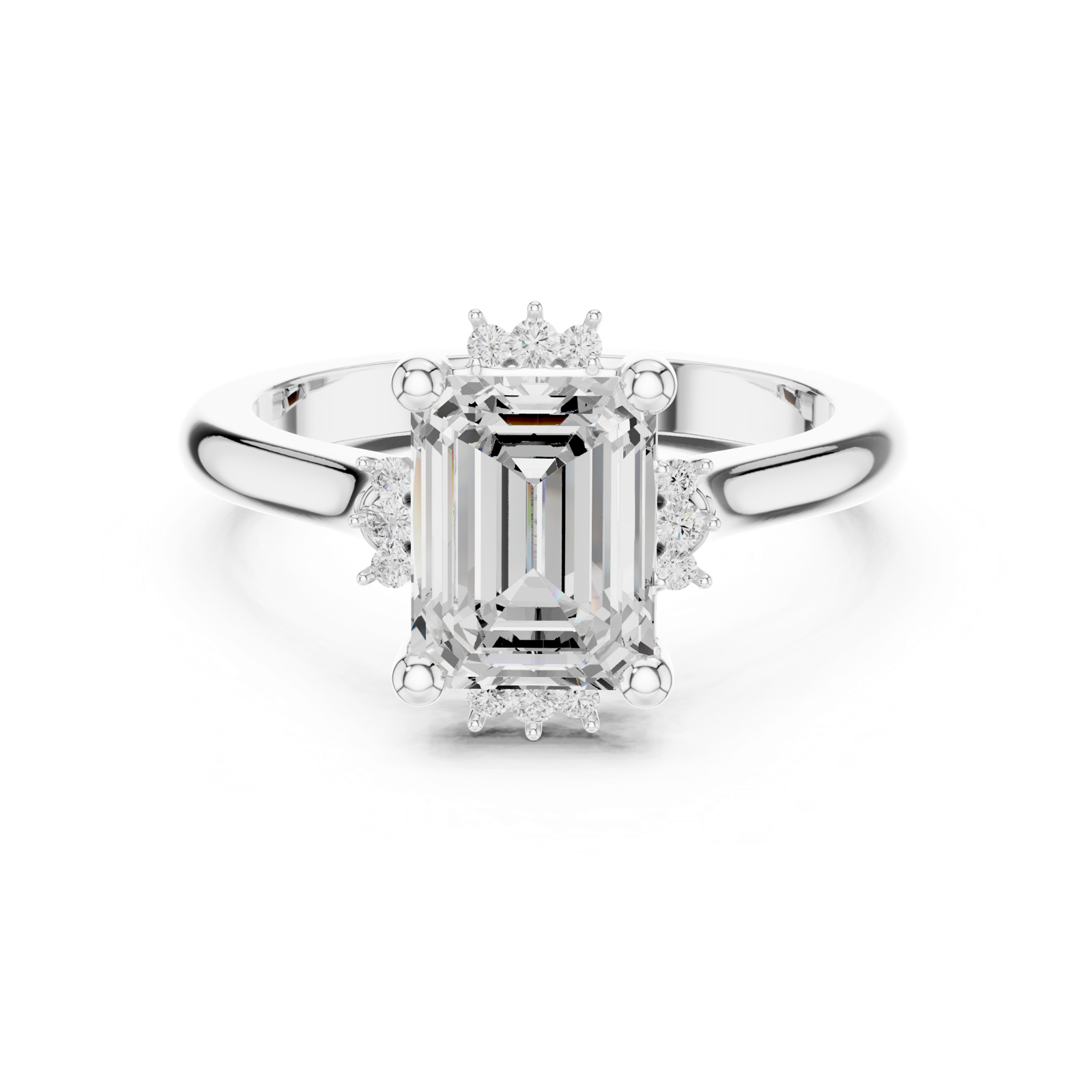 Gold Jewelry L35-123, Emerald center stone, White Gold, view 4
