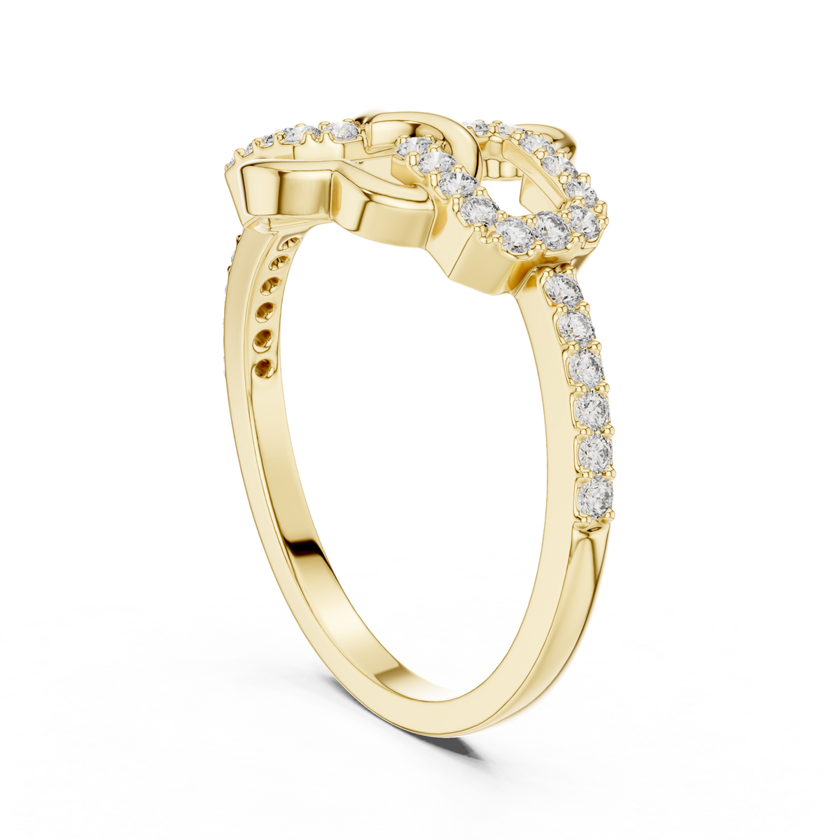 14K Solid Gold Lab Diamond Heart Cluster Ring, Yellow Gold, view 1