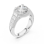 Gold Ring, Round center stone, White Gold, view 2