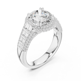 Gold Ring, Round center stone, White Gold, view 2