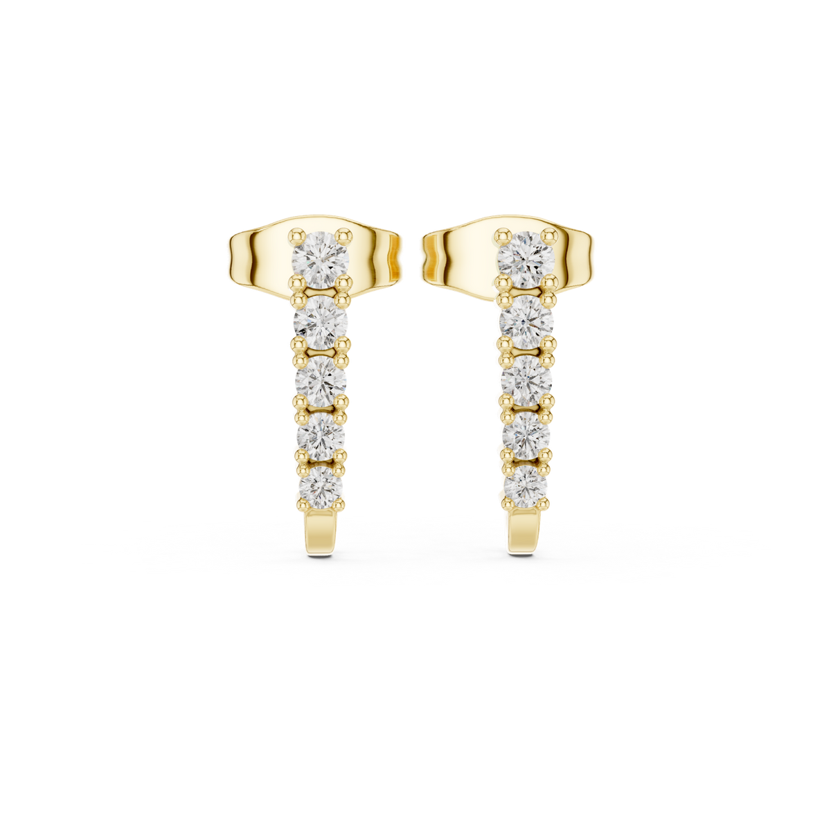 14K Solid Gold Lab Diamond Drop Earrings, Yellow Gold