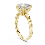 Gold Ring DDLR-175, Heart center stone, Yellow Gold, view 1