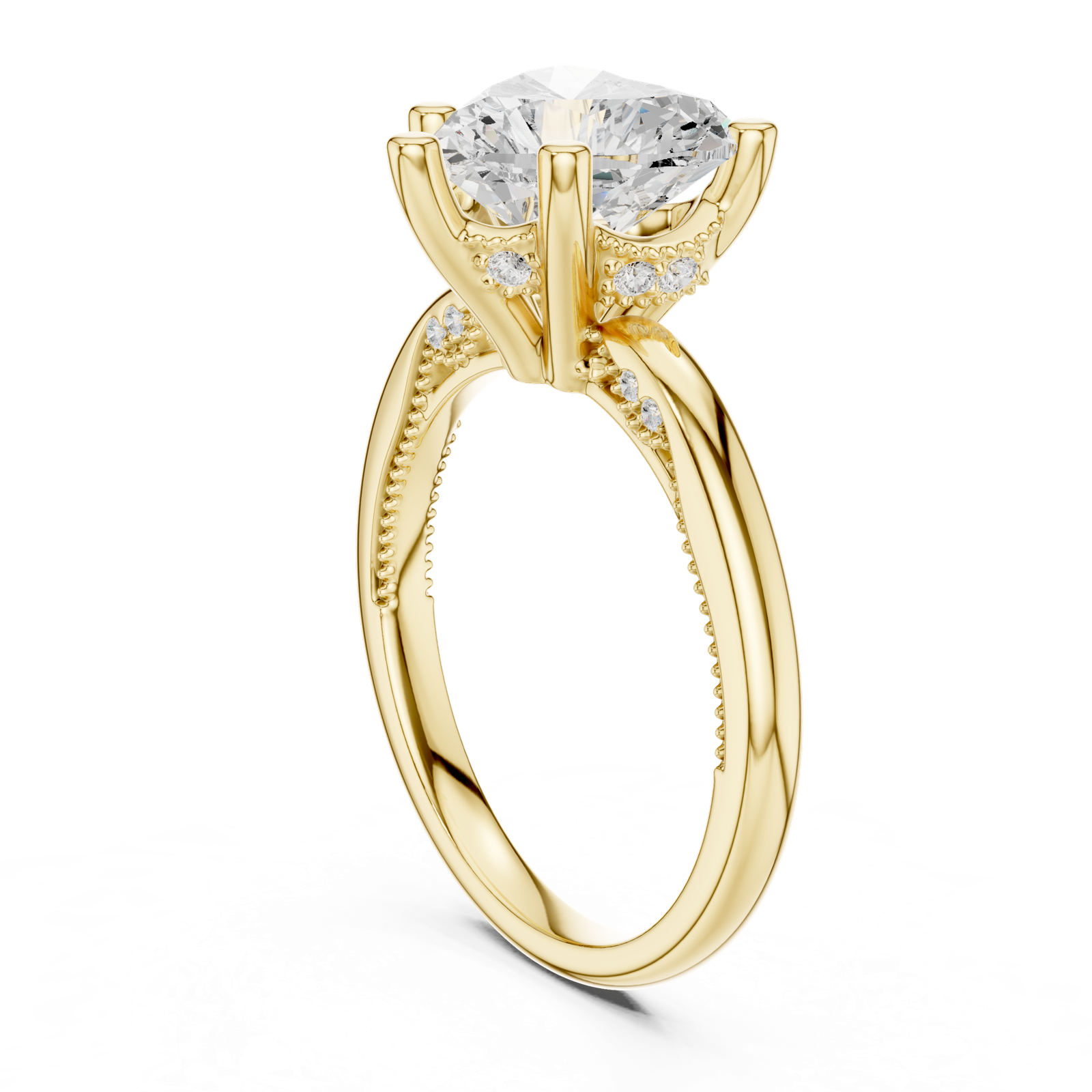 Gold Ring DDLR-175, Heart center stone, Yellow Gold, view 1
