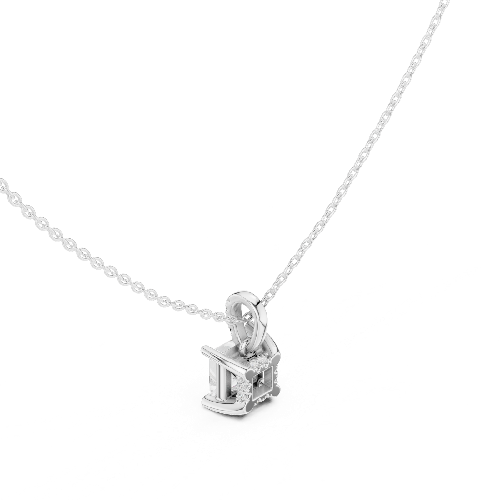 Gold Jewelry DDPO-009, Princess center stone, White Gold, view 2