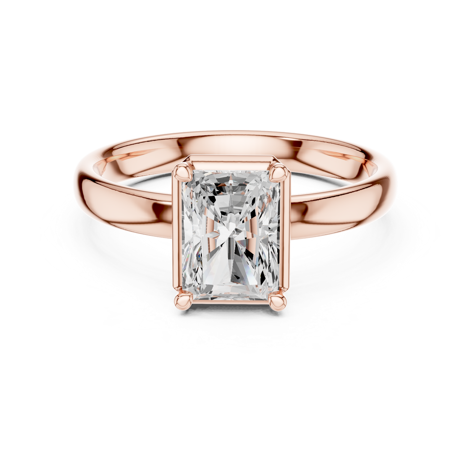 Gold Jewelry L36-10, Radiant center stone, Rose Gold, view 4