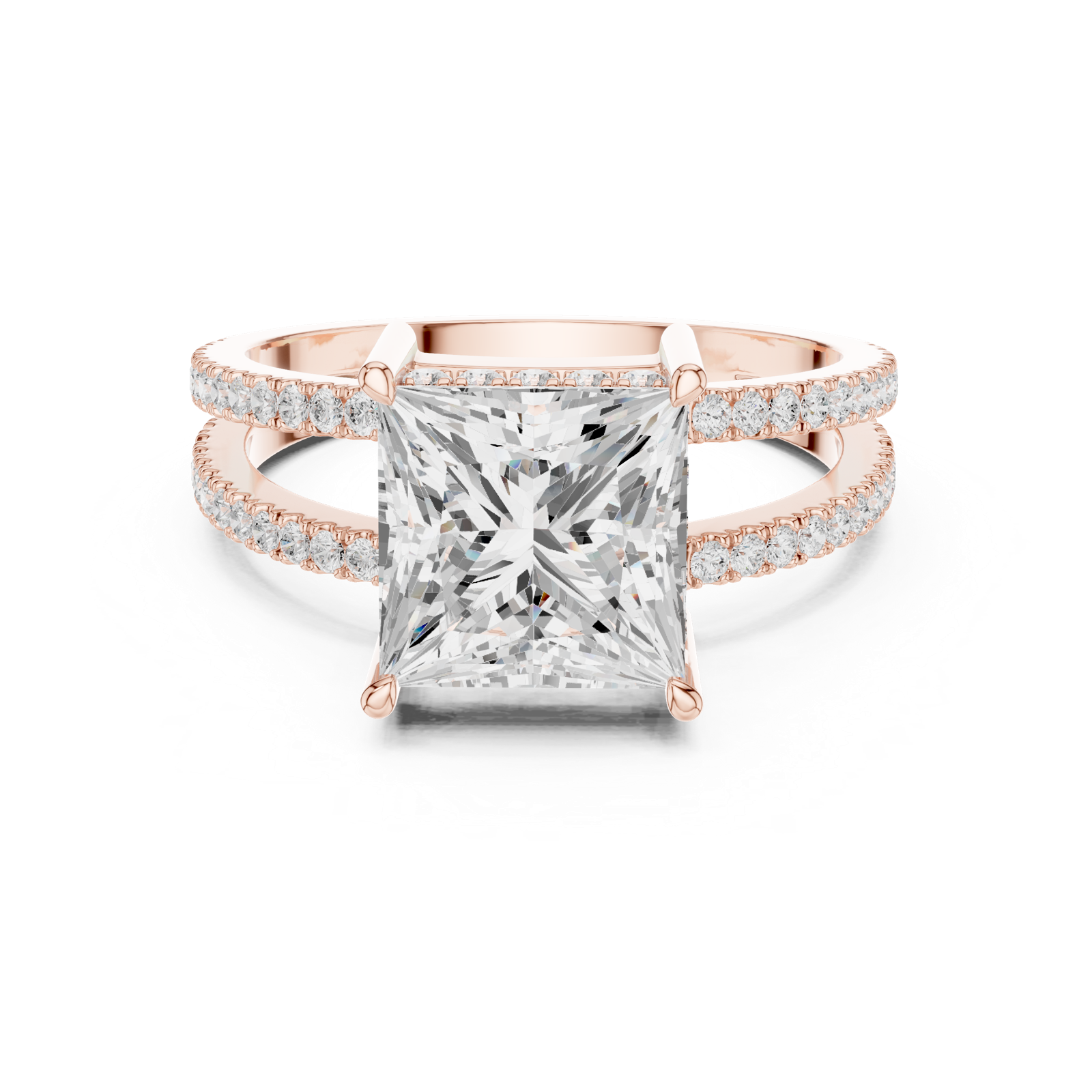 Gold Jewelry L36-13, Princess center stone, Rose Gold, view 4