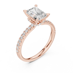 Gold Ring DDLR-256, Radiant center stone, Rose Gold, view 2