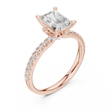 Gold Ring DDLR-256, Radiant center stone, Rose Gold, view 2