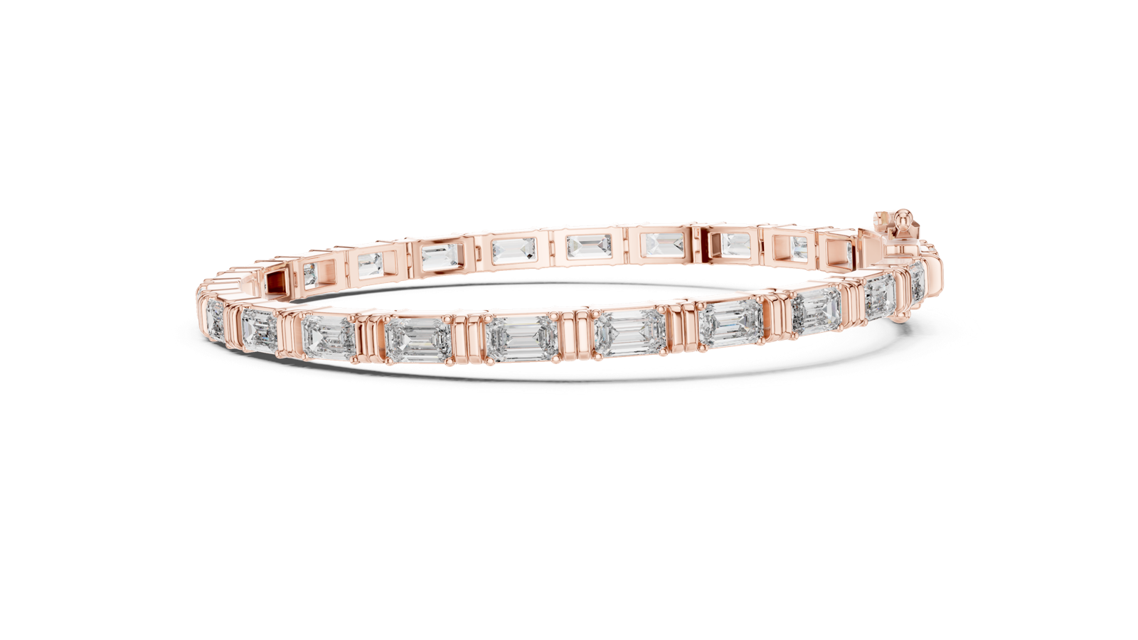14K Solid Gold Lab Diamond Bracelet, Rose Gold, view 3
