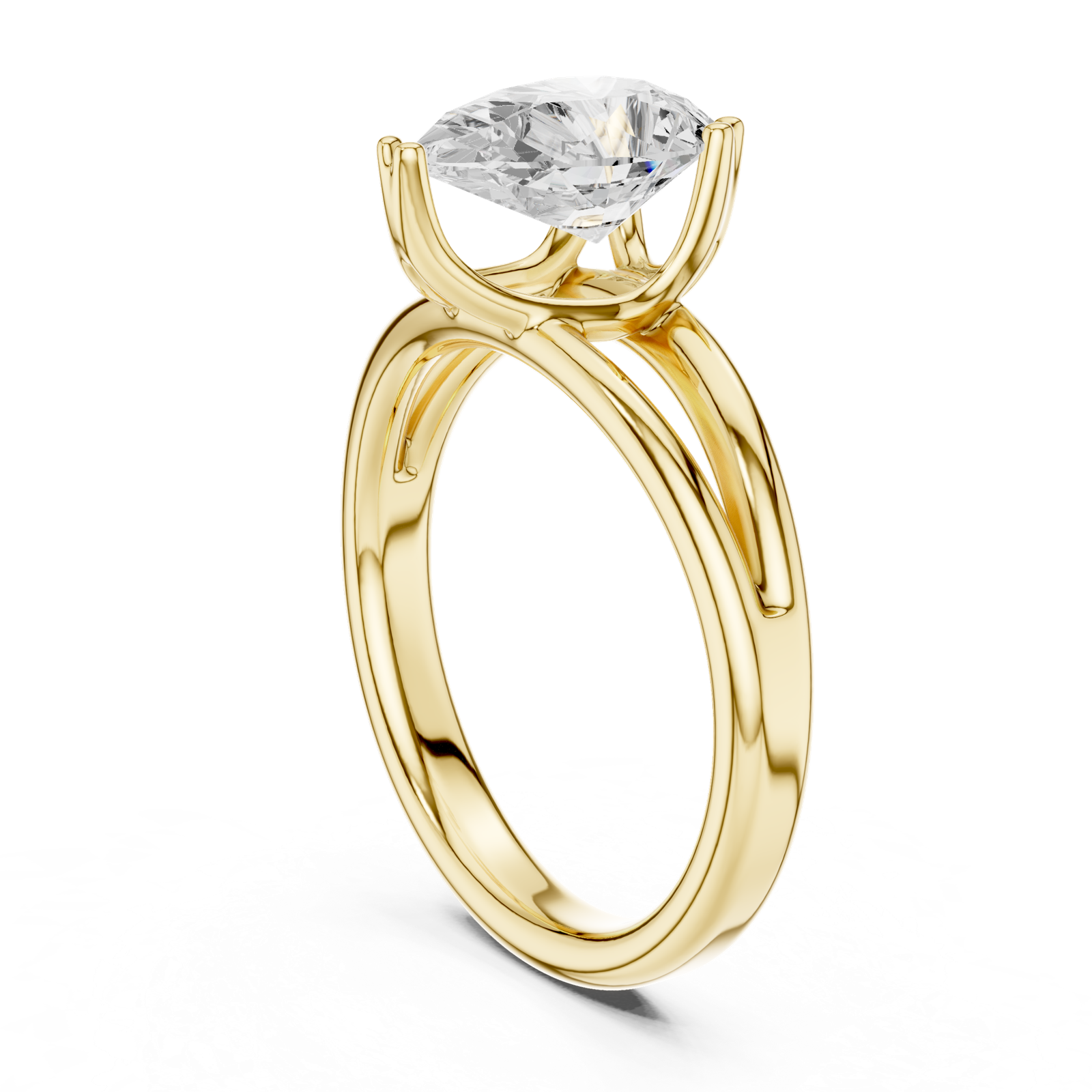 Gold Jewelry L36-7, Pear center stone, Yellow Gold, view 1