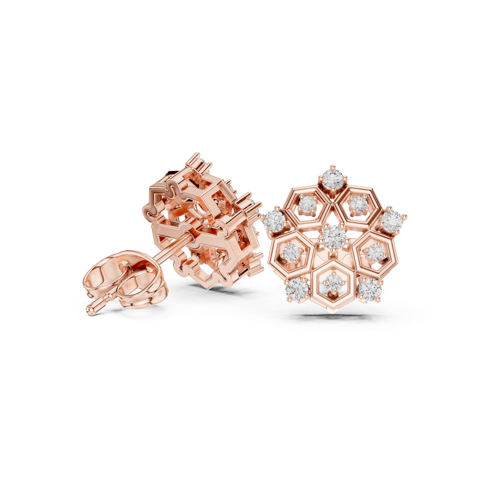 Gold Earrings AGDER-299-RPT, Rose Gold, view 1