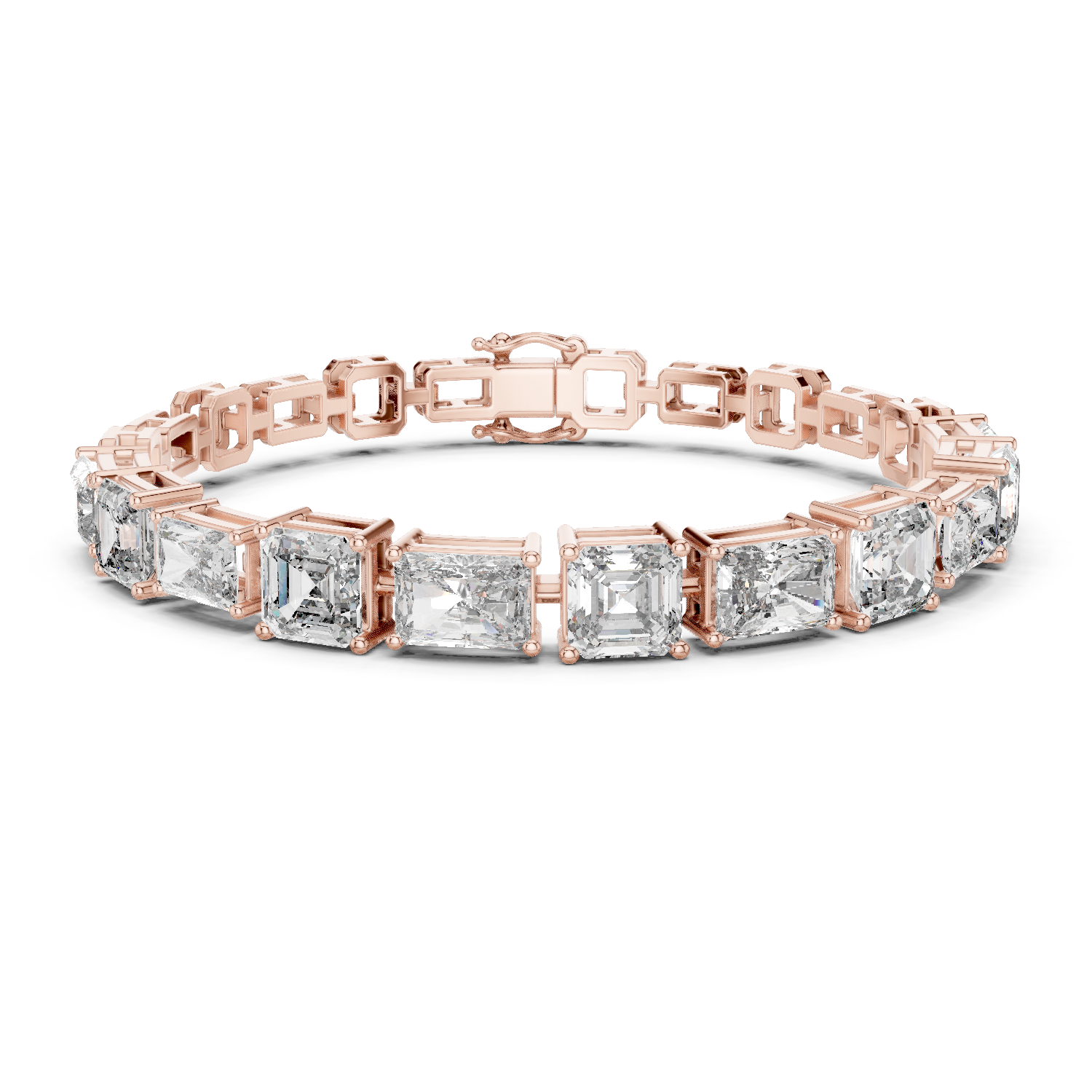 14K Solid Gold Lab Diamond Bracelet, Rose Gold