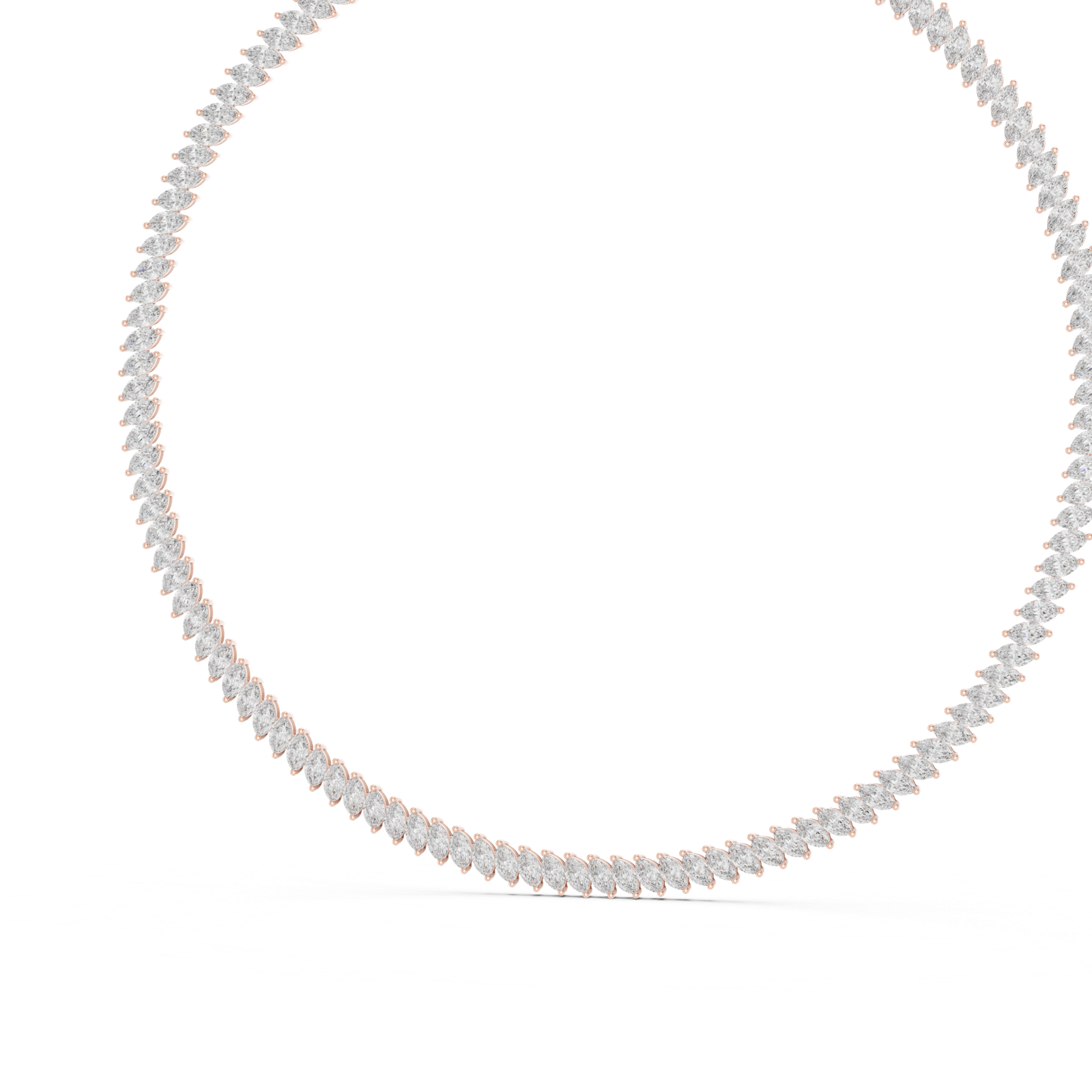 14K Solid Gold Lab Diamond Tennis Necklace, Rose Gold, view 2