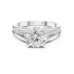 Gold Ring DDLR-253, Round center stone, White Gold, view 4