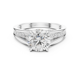 Gold Ring DDLR-253, Round center stone, White Gold, view 4